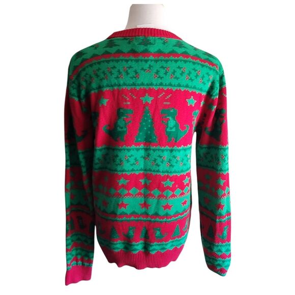 Alex Stevens Dinosaur Fair Isle Holiday Ugly Christmas Sweater Unisex Small - Picture 3 of 9